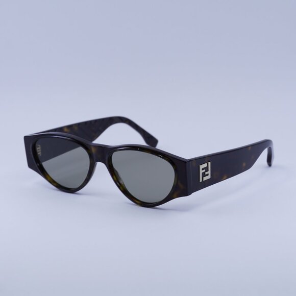 Fendi FE40158I 52E Sunglasses Dark Havana Oval Frame, Brown Lenses - Picture 1 of 10